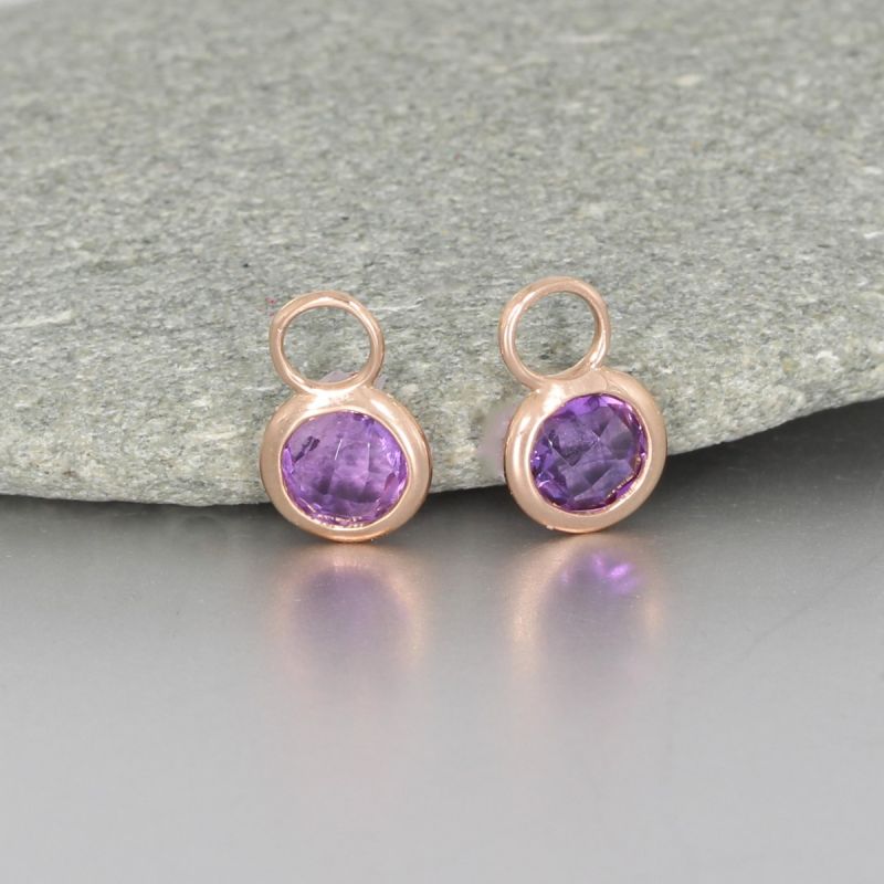 Wert 530 € Amethyst Einhänger für Creolen (0,86 carat) in 585er 14 K Roségold - H1365
