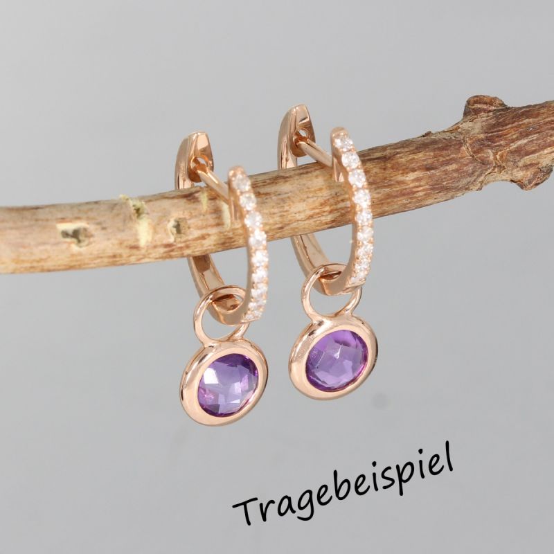 Wert 530 € Amethyst Einhänger für Creolen (0,86 carat) in 585er 14 K Roségold - H1365