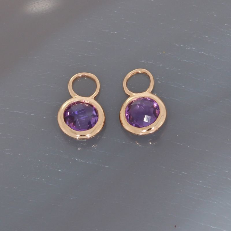 Wert 530 € Amethyst Einhänger für Creolen (0,86 carat) in 585er 14 K Roségold - H1365