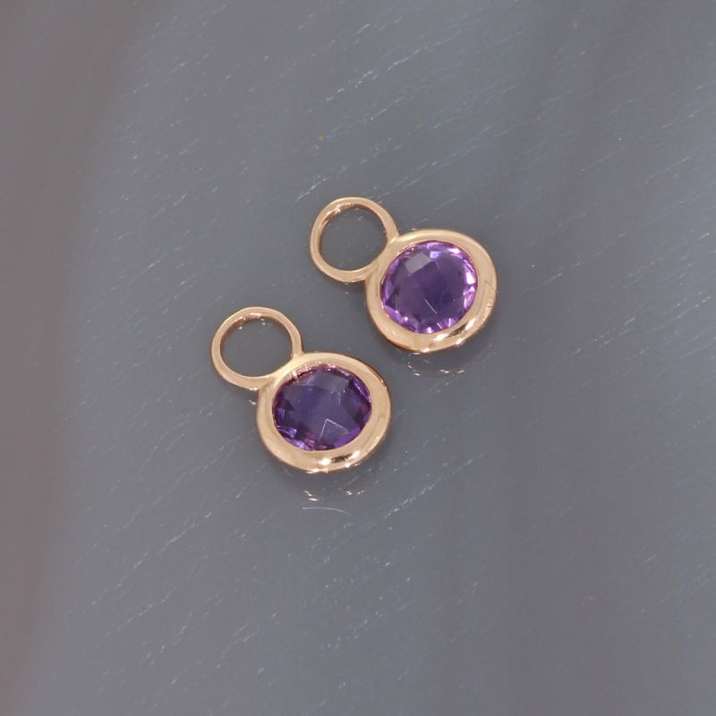 Wert 530 € Amethyst Einhänger für Creolen (0,86 carat) in 585er 14 K Roségold - H1365
