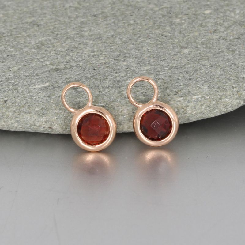 Wert 530 € Granat Einhänger für Creolen in 585er 14 K Roségold - H1364