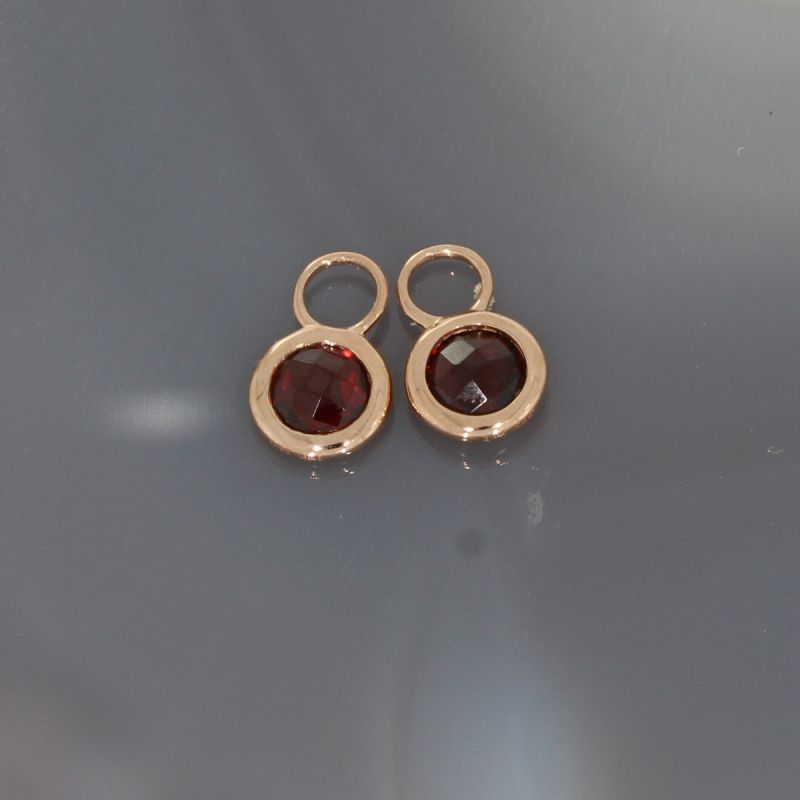 Wert 530 € Granat Einhänger für Creolen in 585er 14 K Roségold - H1364