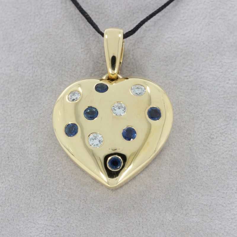 Sale! Wert 6590 € Brillant Saphir Herz Anhänger in 750er 18 K Gelbgold - 83647