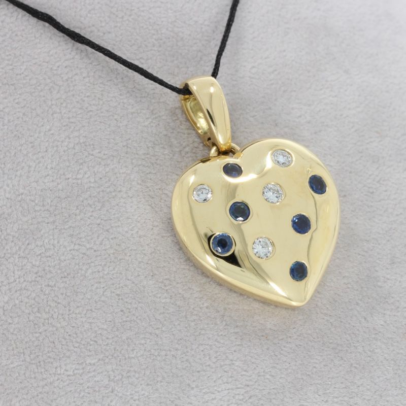 Sale! Wert 6590 € Brillant Saphir Herz Anhänger in 750er 18 K Gelbgold - 83647