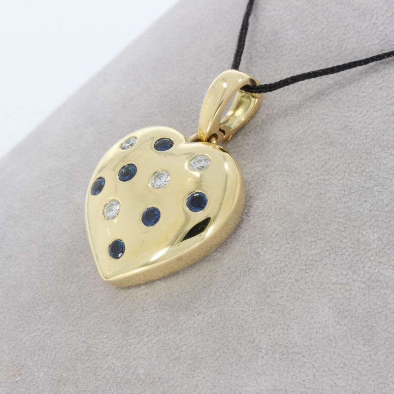Sale! Wert 6590 € Brillant Saphir Herz Anhänger in 750er 18 K Gelbgold - 83647