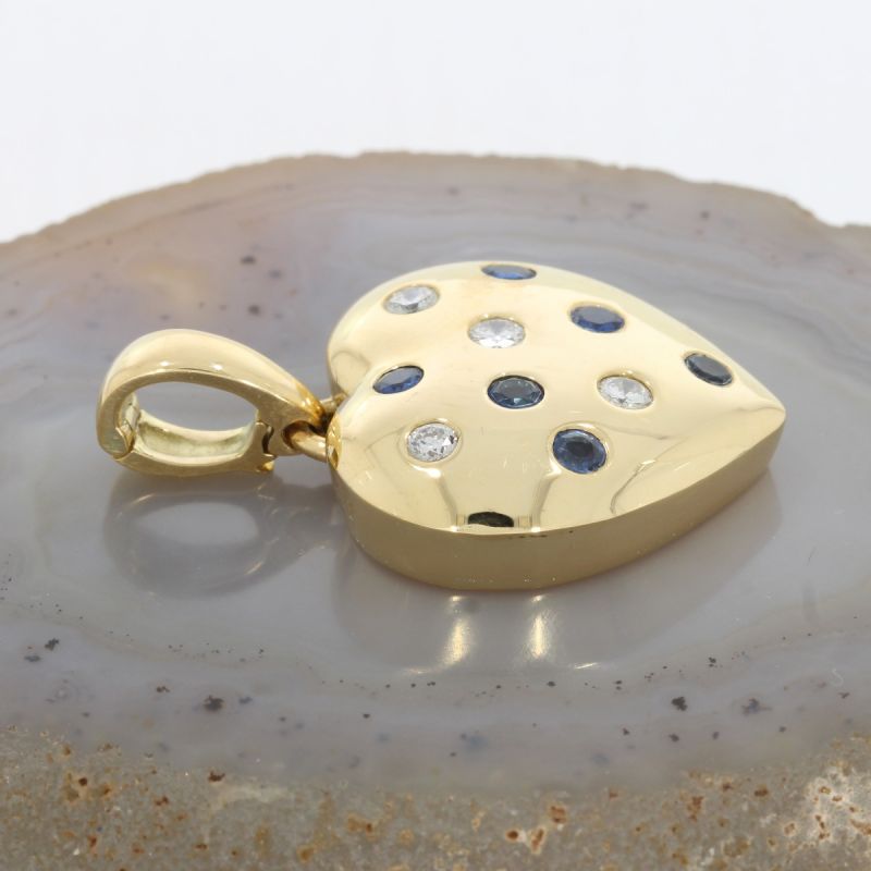 Sale! Wert 6590 € Brillant Saphir Herz Anhänger in 750er 18 K Gelbgold - 83647