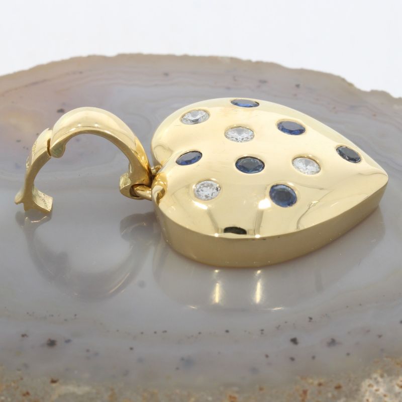 Sale! Wert 6590 € Brillant Saphir Herz Anhänger in 750er 18 K Gelbgold - 83647