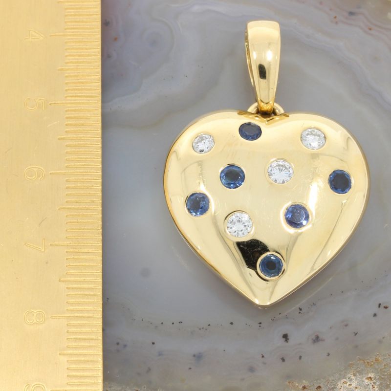 Sale! Wert 6590 € Brillant Saphir Herz Anhänger in 750er 18 K Gelbgold - 83647