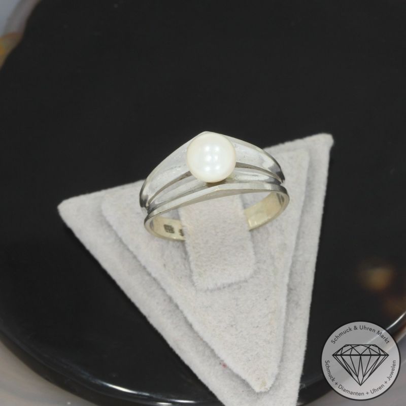 Wert 390 € Perl Ring in 585er 14 K Weißgold - 83832