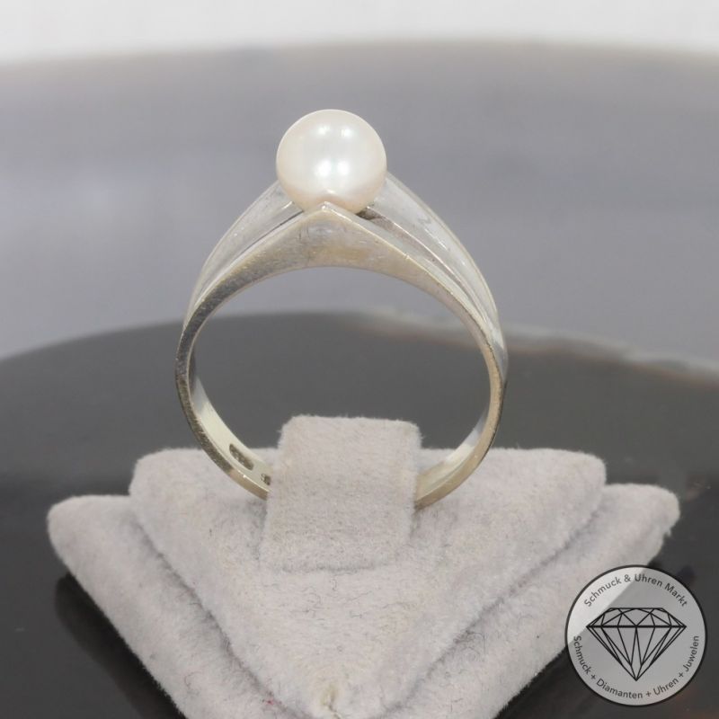 Wert 390 € Perl Ring in 585er 14 K Weißgold - 83832