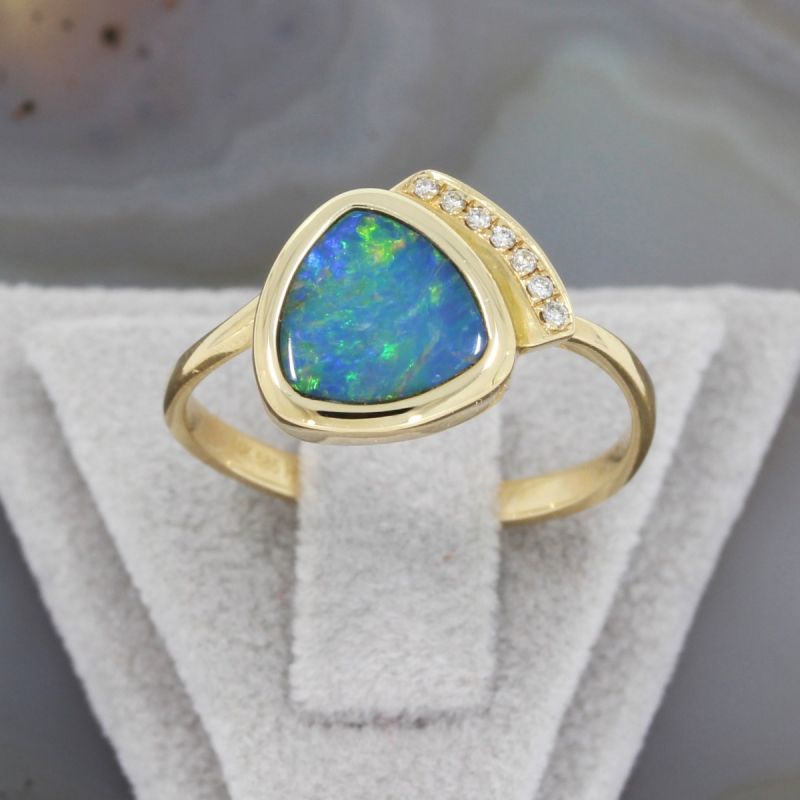 Wert 1190 Brillant Opal Ring in 585er 14 K Gelbgold - 84434