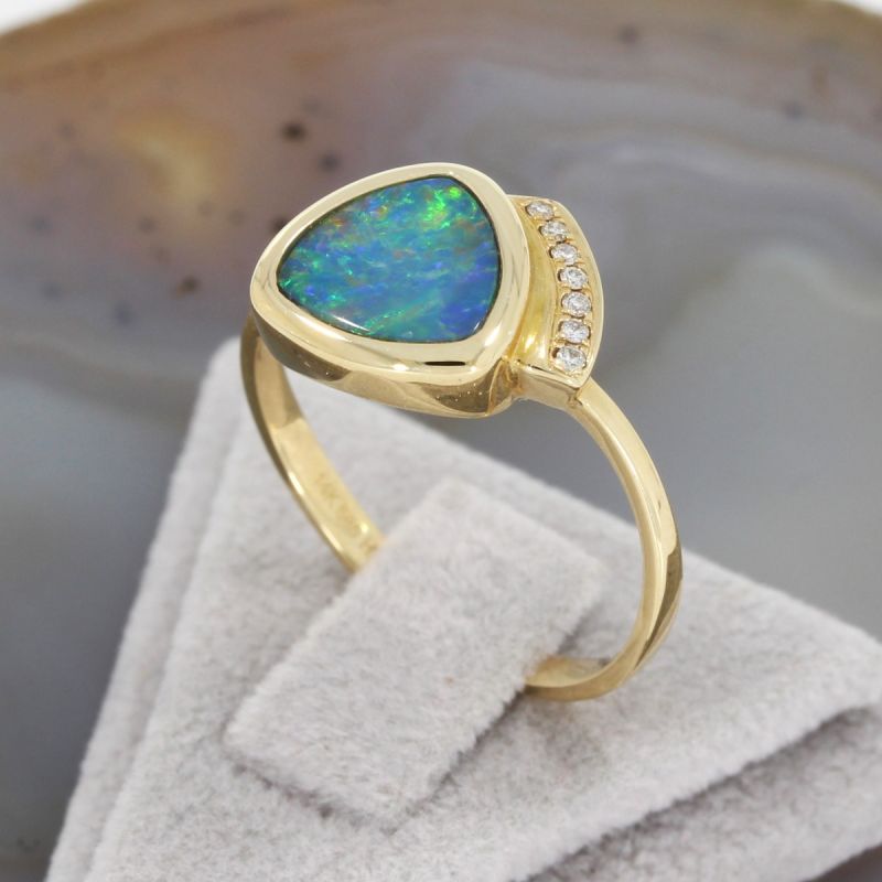 Wert 1190 Brillant Opal Ring in 585er 14 K Gelbgold - 84434