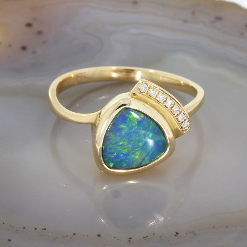Wert 1190 Brillant Opal Ring in 585er 14 K Gelbgold - 84434