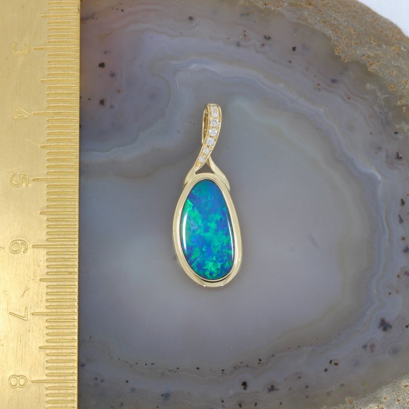 Wert 2150 € Brillant Opal Anhänger in 585er 14 K Gelbgold - 84450
