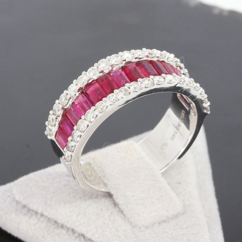 Wert 4050 € Brillant Rubin Ring in 585er 14 K Weißgold - 84663