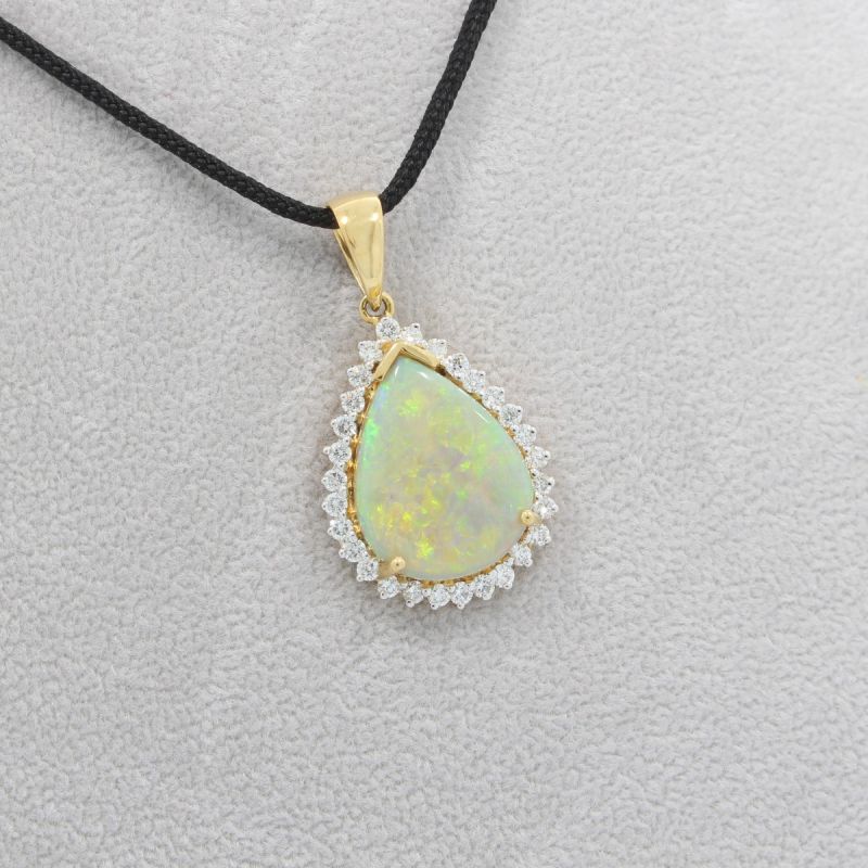 Sale! Wert 5890 € Brillant Opal Anhänger in 750er 18 K Gelbgold - 84744