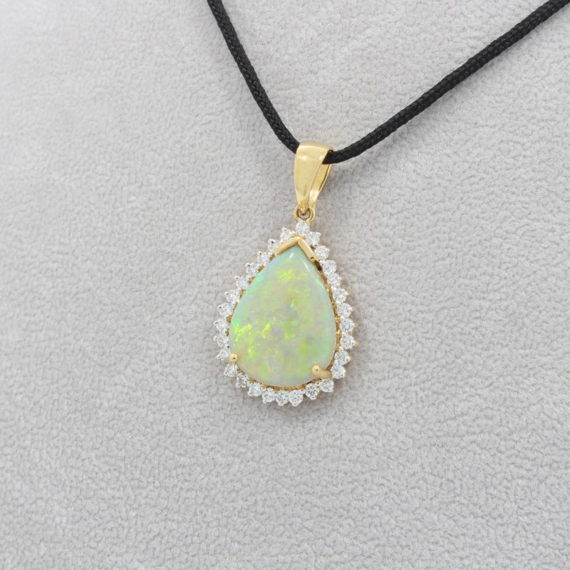 Sale! Wert 5890 € Brillant Opal Anhänger in 750er 18 K Gelbgold - 84744
