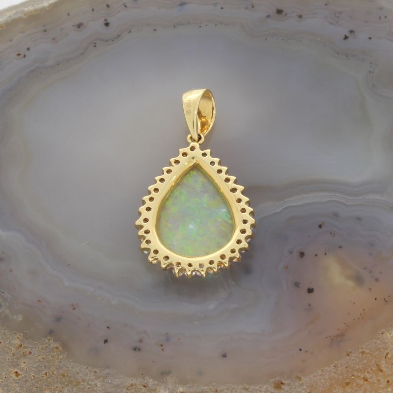 Sale! Wert 5890 € Brillant Opal Anhänger in 750er 18 K Gelbgold - 84744