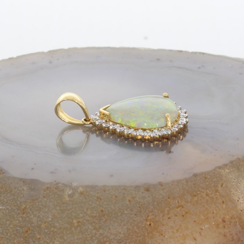 Sale! Wert 5890 € Brillant Opal Anhänger in 750er 18 K Gelbgold - 84744