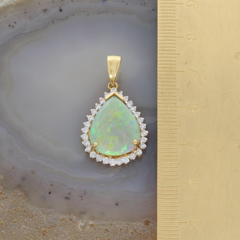 Sale! Wert 5890 € Brillant Opal Anhänger in 750er 18 K Gelbgold - 84744