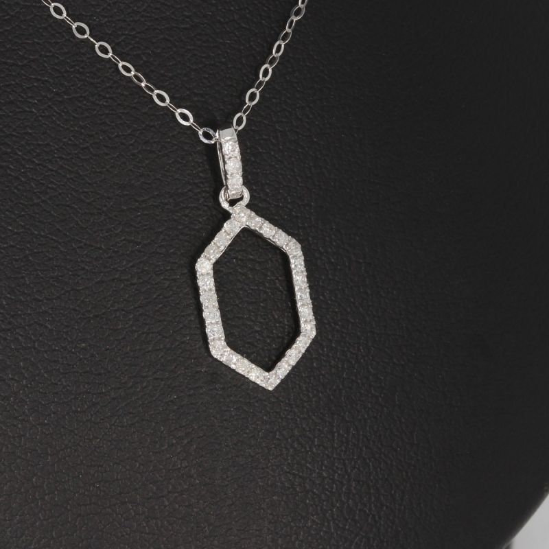 Sale! Wert 1090 € Brillant Anhänger & Kette (0,15 carat) in 750er 18 K Weißgold - H1355