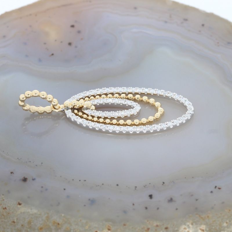 Wert 2050 € Bicolor Diamant Anhänger in 585er 14 K Gold - 84622