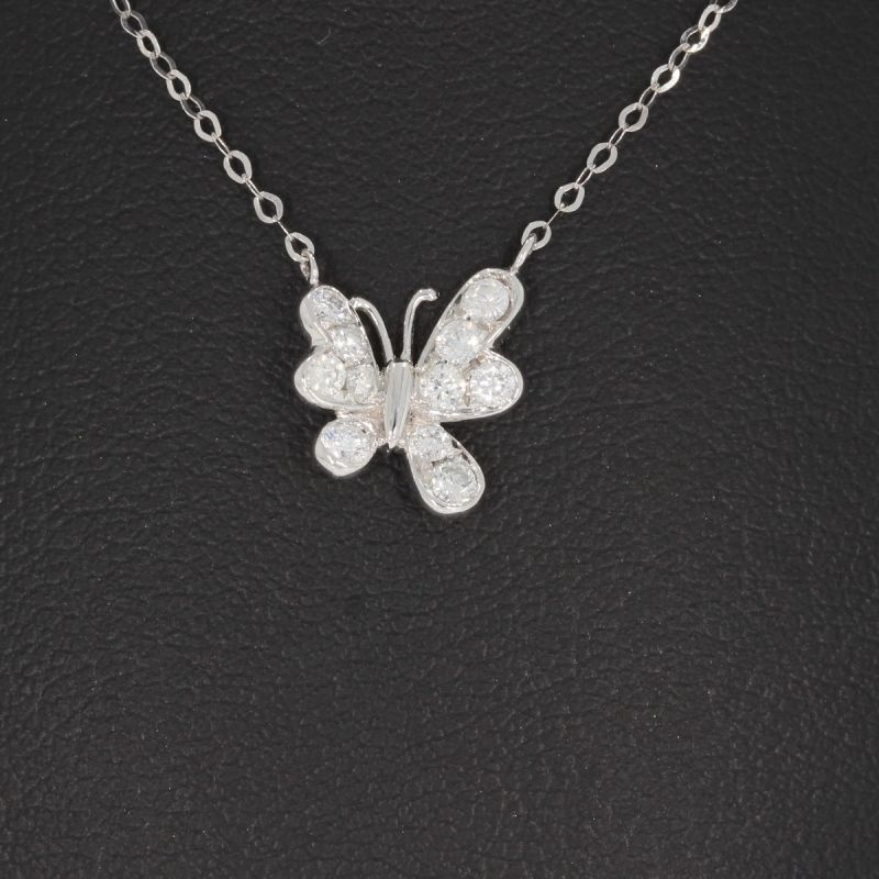 Sale! Wert 980 € Brillant Schmetterling Collier (0,25 carat) in 750er 18 K Weißgold - H1350