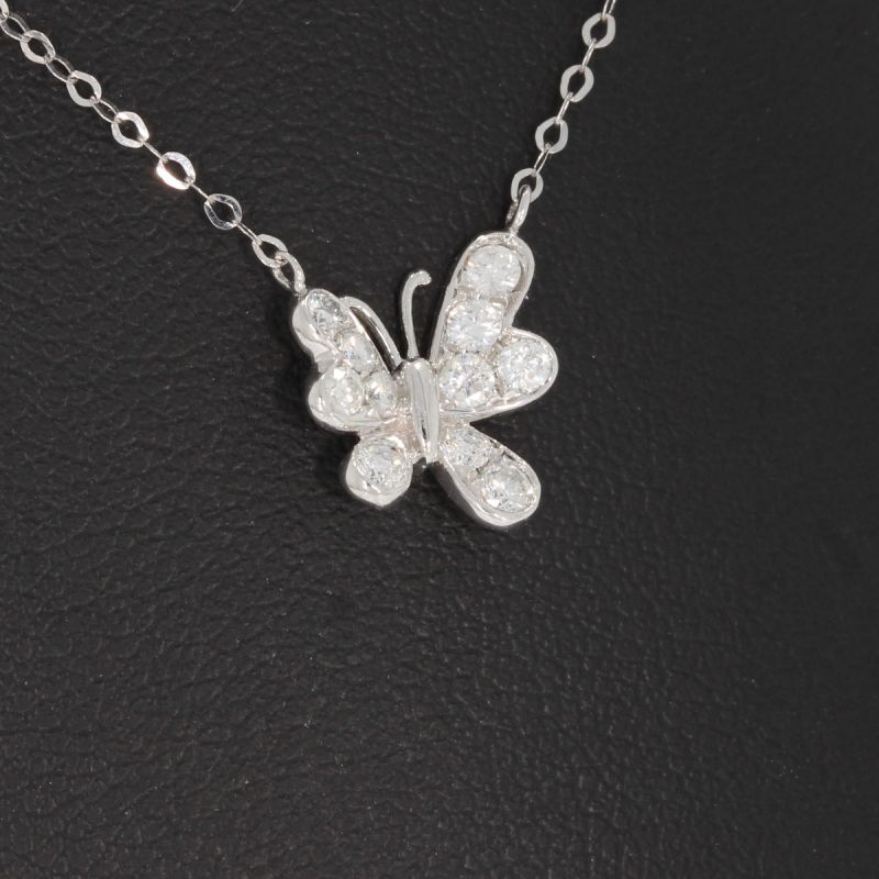 Sale! Wert 980 € Brillant Schmetterling Collier (0,25 carat) in 750er 18 K Weißgold - H1350