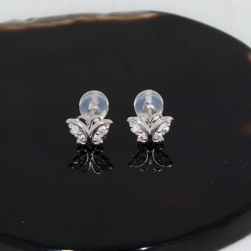 Wert 570 € Brillant Schmetterling Ohrringe (0,16 carat) in 750er 18 K Weißgold - H1362