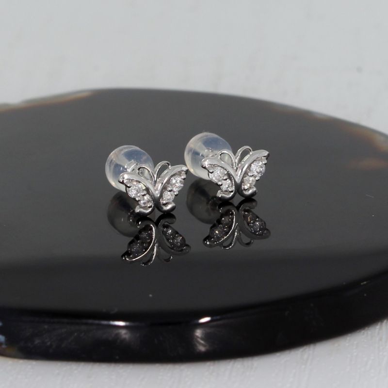 Wert 570 € Brillant Schmetterling Ohrringe (0,16 carat) in 750er 18 K Weißgold - H1362