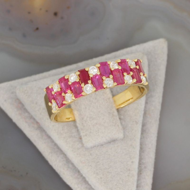 Wert 1890 € Brillant Rubin Ring 750er/18 Karat Gelbgold Größe 55 – 85094