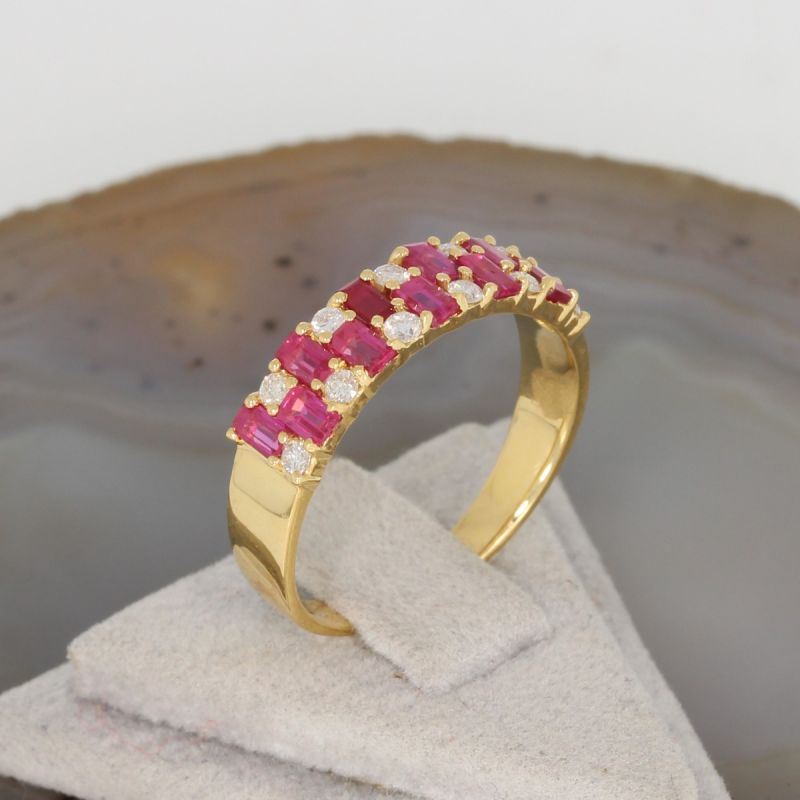 Wert 1890 € Brillant Rubin Ring 750er/18 Karat Gelbgold Größe 55 – 85094