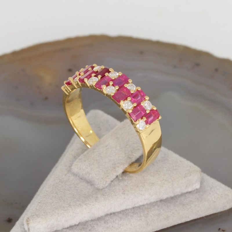 Wert 1890 € Brillant Rubin Ring 750er/18 Karat Gelbgold Größe 55 – 85094