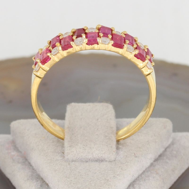 Wert 1890 € Brillant Rubin Ring 750er/18 Karat Gelbgold Größe 55 – 85094