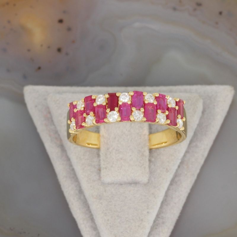 Wert 1890 € Brillant Rubin Ring 750er/18 Karat Gelbgold Größe 55 – 85094