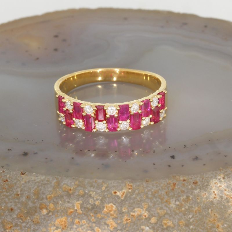 Wert 1890 € Brillant Rubin Ring 750er/18 Karat Gelbgold Größe 55 – 85094