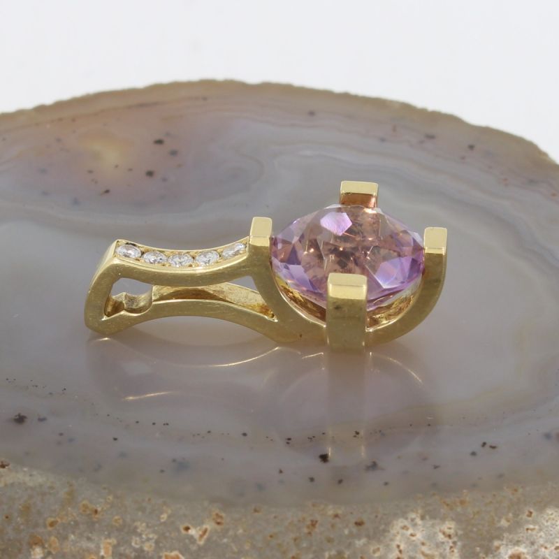 Wert 2250 € Brillant  Amethyst Anhänger ohne Kette 750/18 Karat Gelbgold - 85103