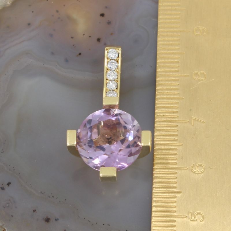 Wert 2250 € Brillant  Amethyst Anhänger ohne Kette 750/18 Karat Gelbgold - 85103
