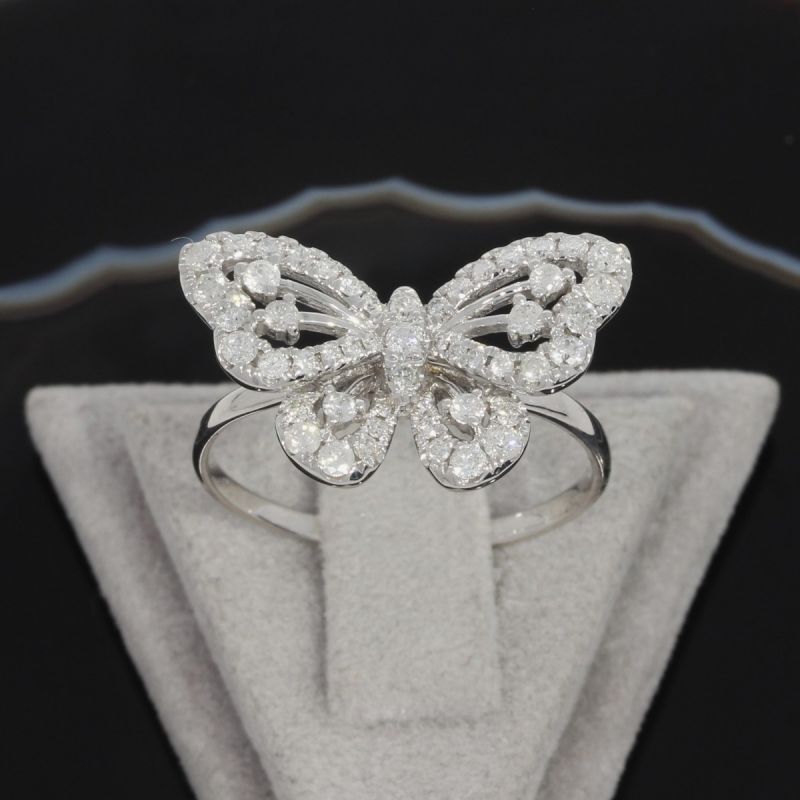 Wert 2050 € Brillant Ring Schmetterling (0,60 carat) in 750er 18 K Weißgold - H1324