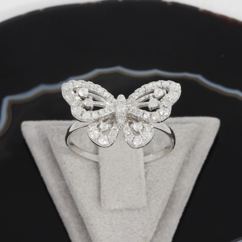 Wert 2050 € Brillant Ring Schmetterling (0,60 carat) in 750er 18 K Weißgold - H1324
