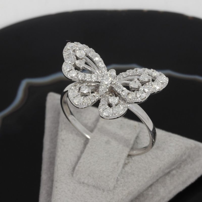 Wert 2050 € Brillant Ring Schmetterling (0,60 carat) in 750er 18 K Weißgold - H1324