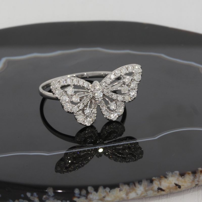 Wert 2050 € Brillant Ring Schmetterling (0,60 carat) in 750er 18 K Weißgold - H1324