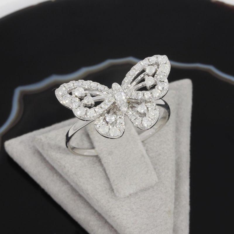 Wert 2050 € Brillant Ring Schmetterling (0,60 carat) in 750er 18 K Weißgold - H1324