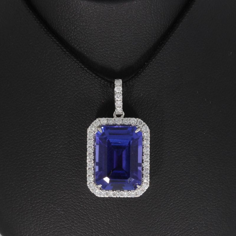 Wert 11790 € Brillant Tansanit Anhänger in 585er 14 K Weißgold - H1359