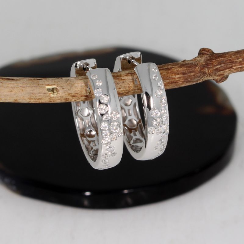Wert 3450 € Brillant Creolen (0,49 carat) in 585er 14 K Weißgold - H1368