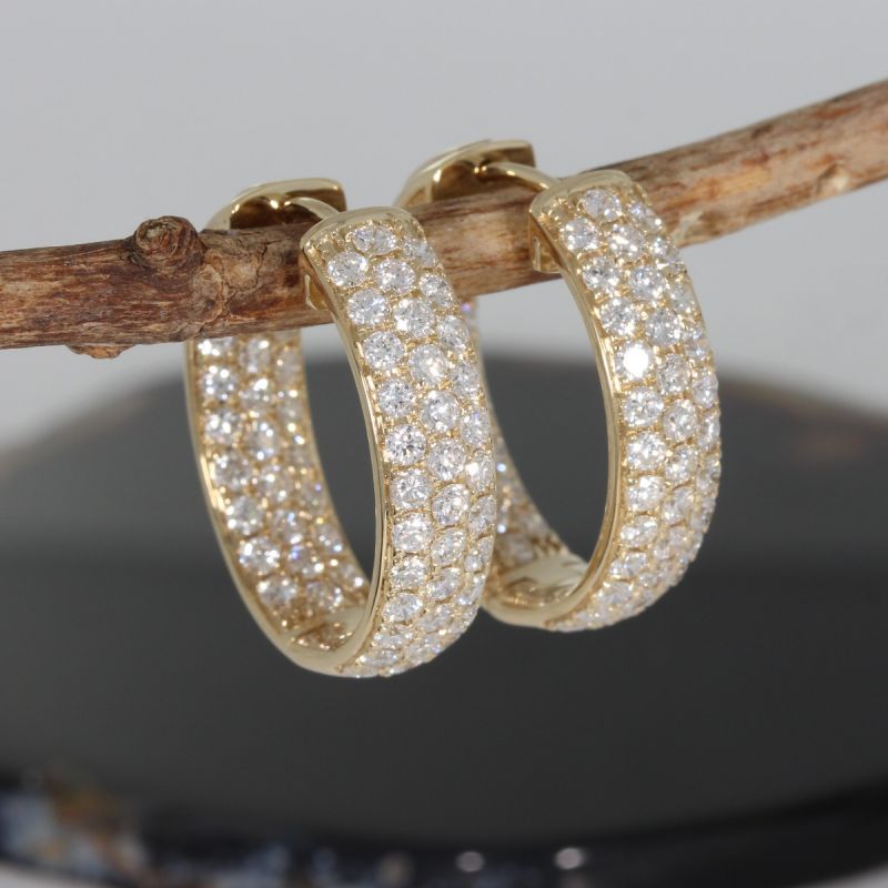 Wert 10390 € Brillant Creolen (3,00 carat) in 585er 14 K Gelbgold - H1358