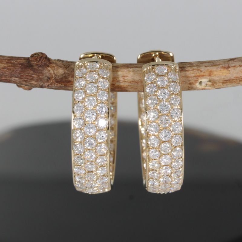 Wert 10390 € Brillant Creolen (3,00 carat) in 585er 14 K Gelbgold - H1358