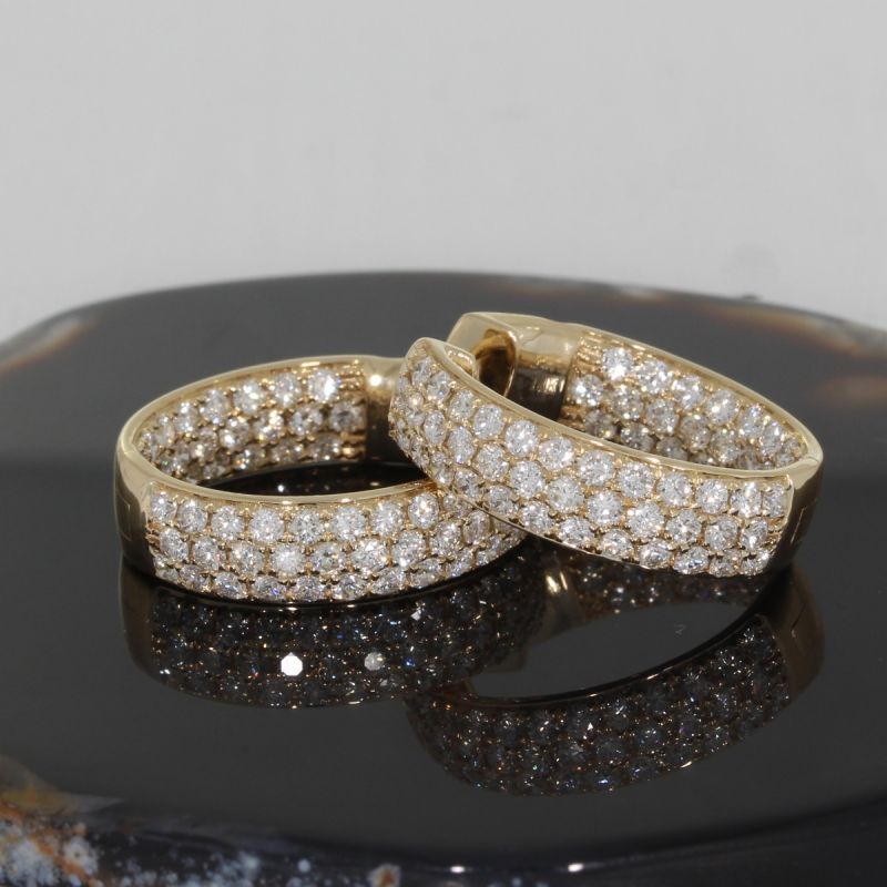 Wert 10390 € Brillant Creolen (3,00 carat) in 585er 14 K Gelbgold - H1358