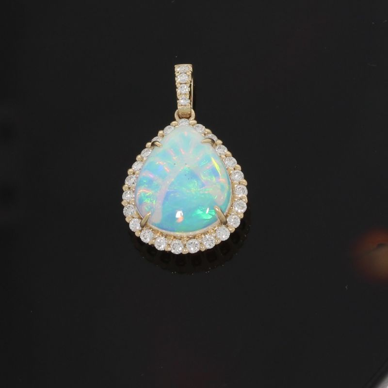 Wert 2810 € Brillant Opal Anhänger in 585er 14 K Gelbgold - H1420