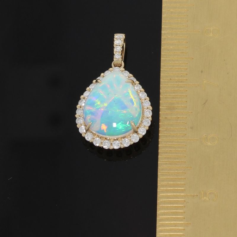 Wert 2810 € Brillant Opal Anhänger in 585er 14 K Gelbgold - H1420